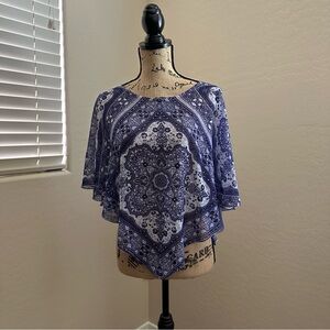 Live and Let Live Blue and White Embellished Top